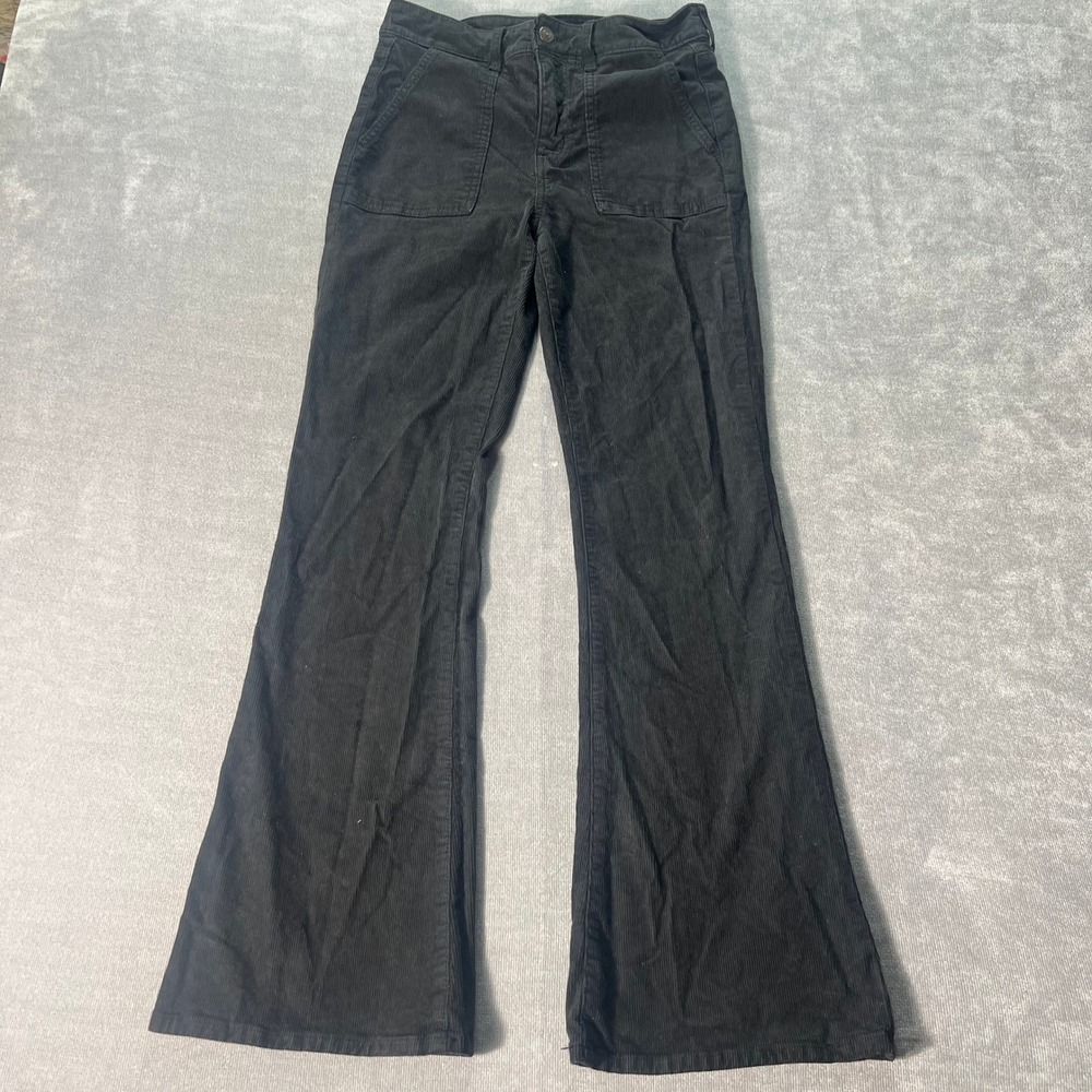 American Eagle Womens High Rise Flare Corduroy Pants 8 Charcoal Gray Stretch